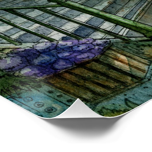 Callejón de Cuento de Hadas en Acuarela Poster (Ecke)