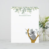 Callie Koala Eukalyptus Ungereiftes Papierblatt (Stehend Vorderseite)