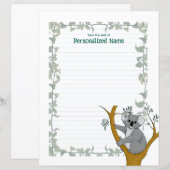 Callie Koala White Ivy Lined Paper Sheet (Vorne/Hinten)