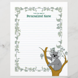 Callie Koala White Ivy Lined Paper Sheet