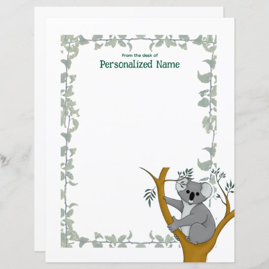 Callie Koala White Ivy unbeschichtetes Blatt (Vorne/Hinten)