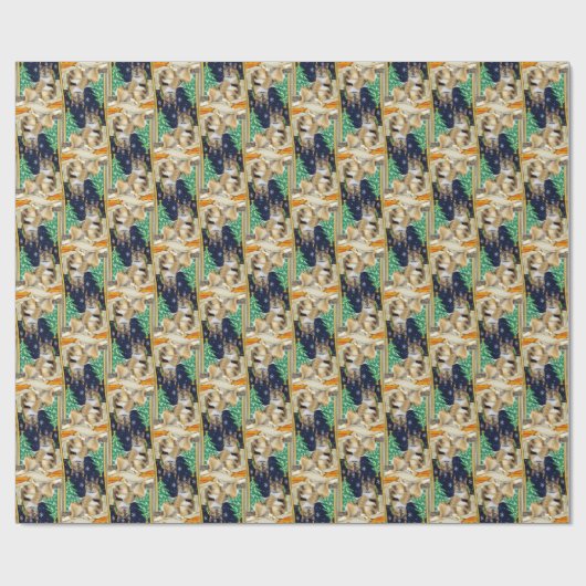 Callie Muffin - Katze - Weihnachtswrapping Paper R Geschenkpapier (Flach)