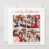 Calligrafie 4 Foto Weihnachtsplatz Rot Feiertagskarte (Vorderseite)