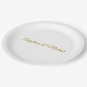 Calligrafie Beruflich Elegance Gold Color Pappteller (Schrägansicht)