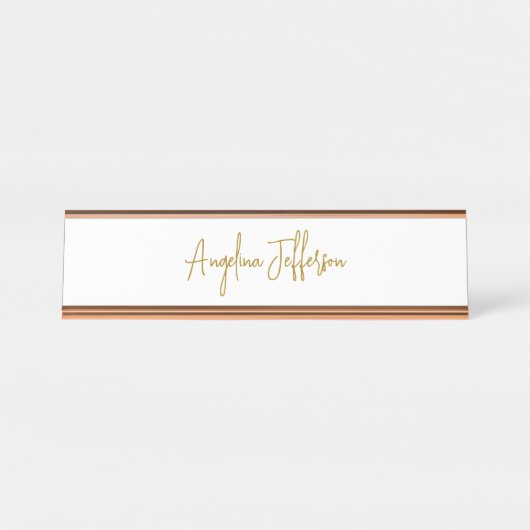 Calligrafie Beruflich Elegance Gold Color Schreibtischnamensplakette (Vorderseite )