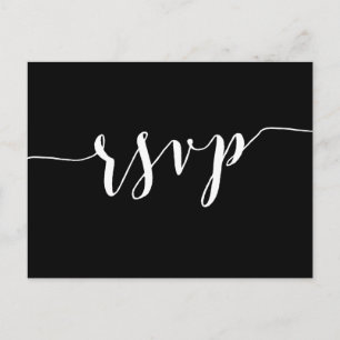 Calligrafie Black Wedding RSVP Postkarten