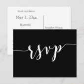 Calligrafie Black Wedding RSVP Postkarten (Vorne/Hinten)