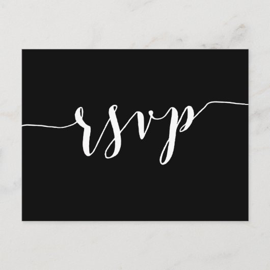 Calligrafie Black Wedding RSVP Postkarten (Vorderseite)