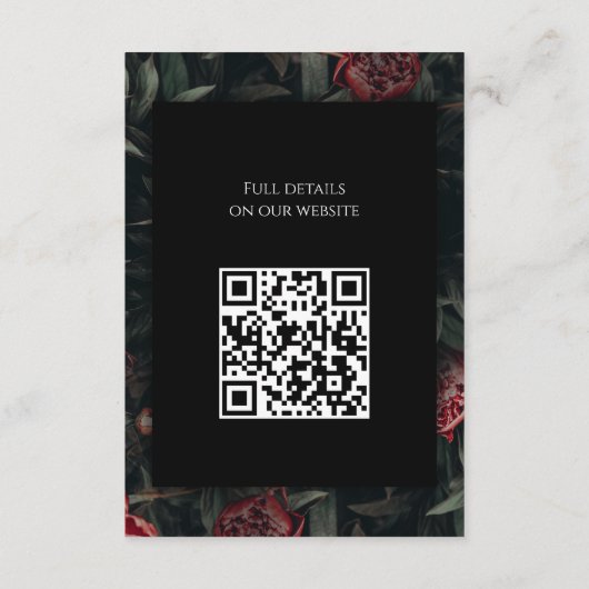 Calligrafie Blumenpeony Gothic Wedding Begleitkarte (Rückseite)