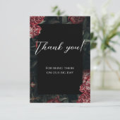 Calligrafie Blumenpeony Gothic Wedding Dankeskarte (Stehend Vorderseite)