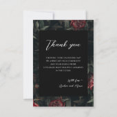 Calligrafie Blumenpeony Gothic Wedding Dankeskarte (Rückseite)