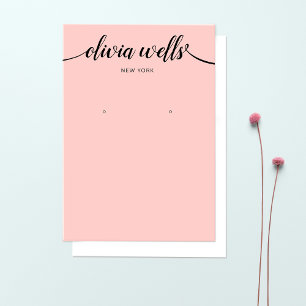 Calligrafie Blush Pink Earring Display Card