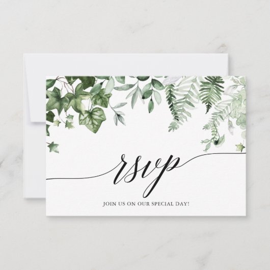 Calligrafie Botanische Ivy Greenerity Wedding RSVP Karte (Vorderseite)