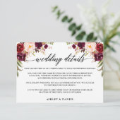 Calligrafie Burgundy Blumenzettel Begleitkarte (Stehend Vorderseite)