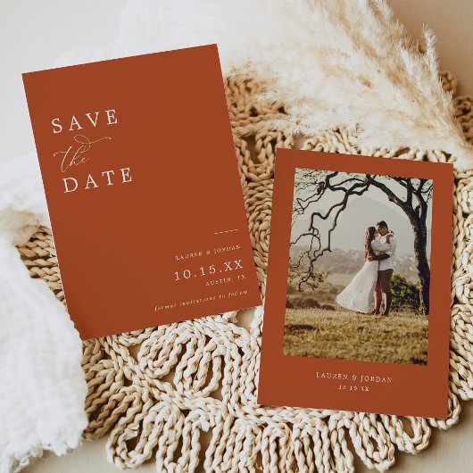 Calligrafie Burnt Orange Foto Wedding Save The Date