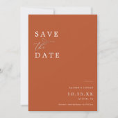 Calligrafie Burnt Orange Foto Wedding Save The Date (Vorderseite)