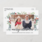 Calligrafie Christmas Greenery Couple Foto Postkarte (Vorne/Hinten)