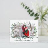 Calligrafie Christmas Pine Greenery Couple Green Postkarte (Stehend Vorderseite)
