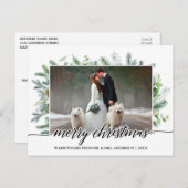 Calligrafie Christmas Pine Greenery Wedding Foto Postkarte (Vorne/Hinten)