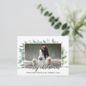 Calligrafie Christmas Pine Greenery Wedding Foto Postkarte (Stehend Vorderseite)