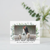 Calligrafie Christmas Pine Greenery Wedding Foto Postkarte (Stehend Vorderseite)