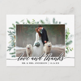 Calligrafie Christmas Pine Greenery Wedding Foto Postkarte