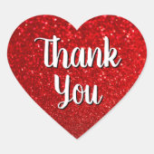 Calligrafie Danke, Red Glitzer Bokeh Herz-Aufkleber (Vorderseite)