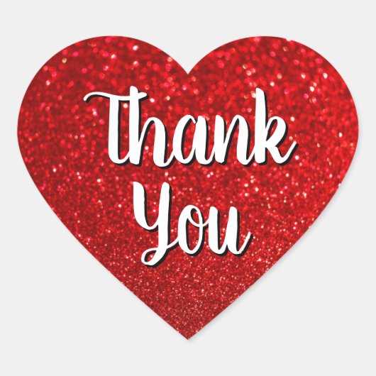 Calligrafie Danke, Red Glitzer Bokeh Herz-Aufkleber (Vorderseite)