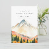 Calligrafie Digital Mountain Save The Date (Stehend Vorderseite)