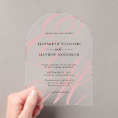 Calligrafie Dusty Pink Monogram Arch Wedding Acryleinladungen (Insitu (Handheld))