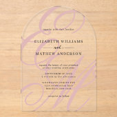 Calligrafie Dusty Pink Monogram Arch Wedding Acryleinladungen (Vorderseite)