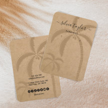 Calligrafie Earring Display Card Beach Palm Tree