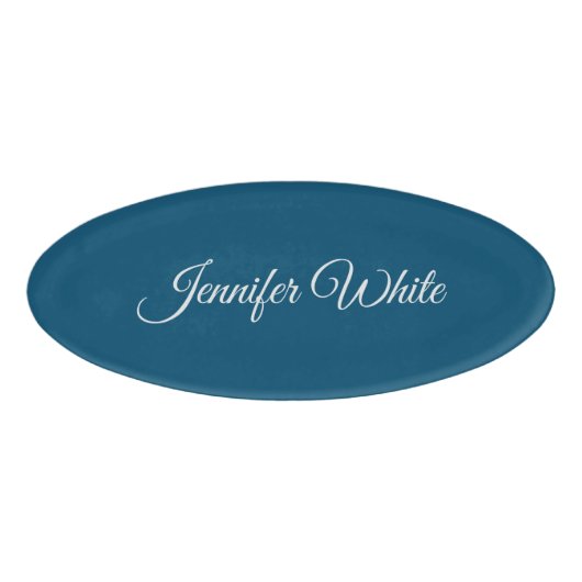 Calligrafie Elegance Blue Namenschild (Vorderseite)