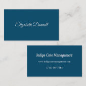 Calligrafie Elegance Blue Visitenkarte (Vorne/Hinten)