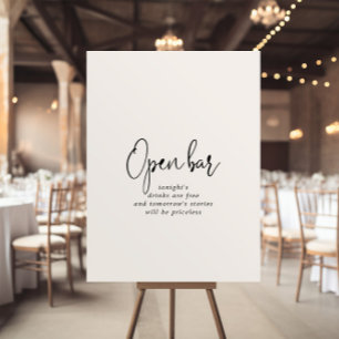 Calligrafie Elegante Script Wedding Open Bar Sign Poster