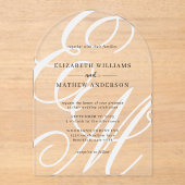 Calligrafie Elfenbeinweißes Monografie-Arch-Hochze Acryleinladungen (Vorderseite)