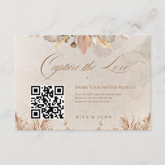 Calligrafie Fall Boho Capture Die Liebe QR-Code Begleitkarte (Vorderseite)