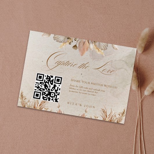 Calligrafie Fall Boho Capture Die Liebe QR-Code Begleitkarte