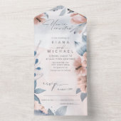 Calligrafie Floral Dusty Blue ID771 All In One Einladung (Innen Boden)