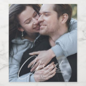 Calligrafie Floral Dusty Blue ID771 Weinetikett (Einzelnes Label)