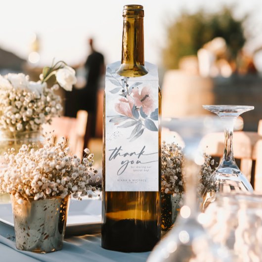 Calligrafie Floral Vielen Dank Blue ID771 Flaschenanhänger