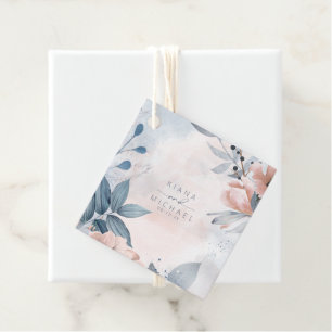 Calligrafie Floral Wedding Dusty Blue ID771 Geschenkanhänger