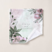 Calligrafie Floral Wedding Mauve ID771 Badhandtuch Set (Waschlappen)