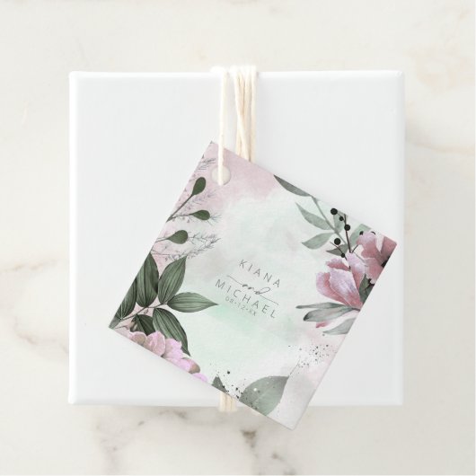 Calligrafie Floral Wedding Mauve ID771 Geschenkanhänger (Beispiel)