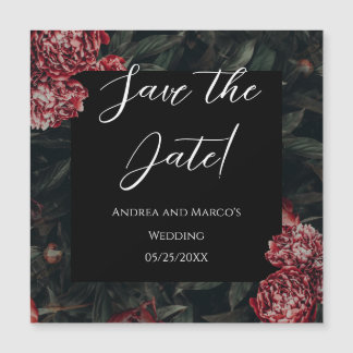 Calligrafie florale gotische Hochzeit Speichern Si Magneteinladung