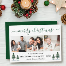 Calligrafie Frohe Weihnachten 3 Foto Grüne Pinien