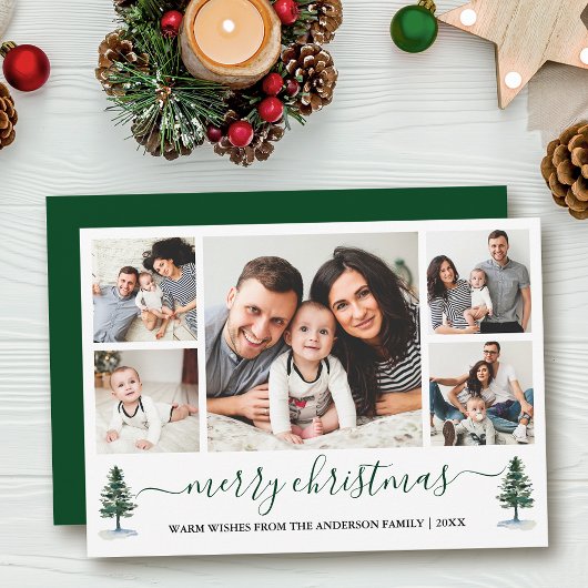 Calligrafie Frohe Weihnachten 5 Foto Grüne Pinien