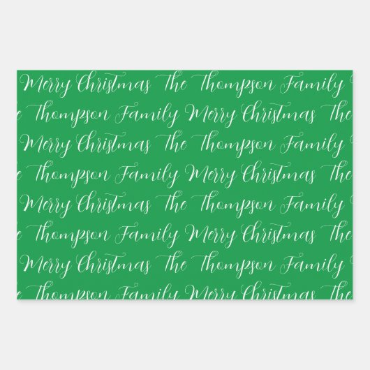 Calligrafie Frohe Weihnachten & Custom Text Geschenkpapier Set (Vorderseite 3)