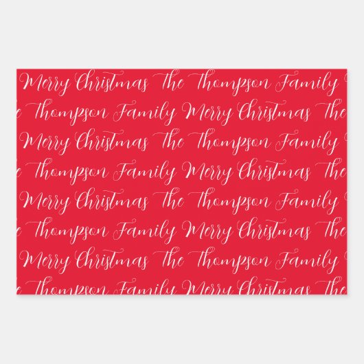 Calligrafie Frohe Weihnachten & Custom Text Geschenkpapier Set (Vorderseite 2)