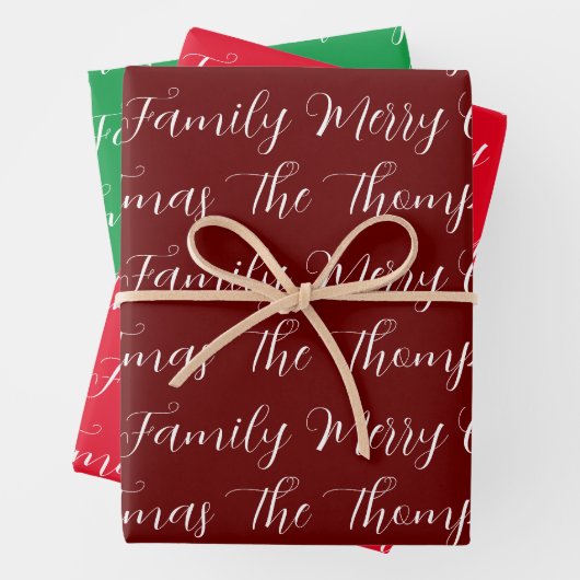 Calligrafie Frohe Weihnachten & Custom Text Geschenkpapier Set (Beispiel)